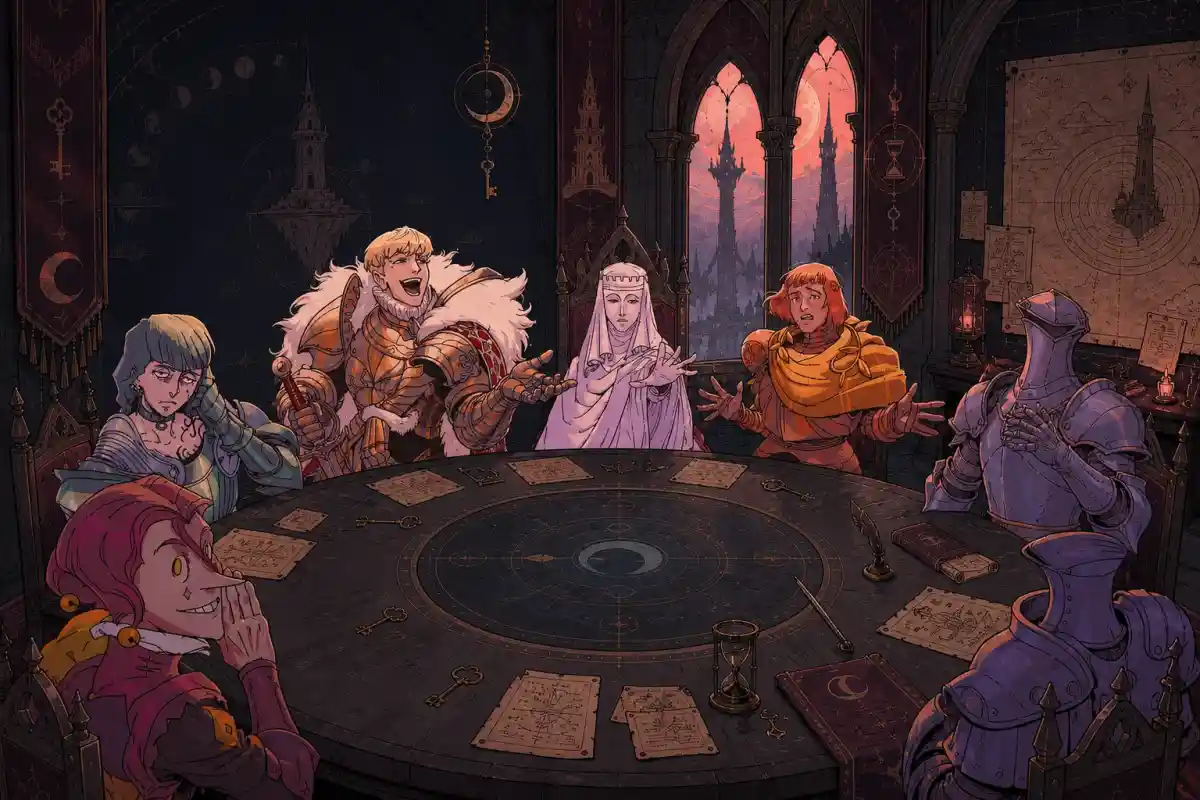 The Sovereign Tower court debating around the Round Table The Sovereign Tower court debating around the Round Table